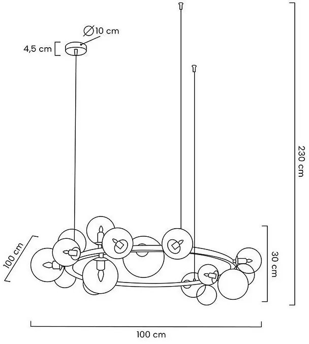 Lustra moderna cu 20 de surse de lumina LINEA R120