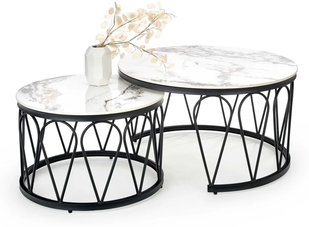 Set mese de cafea Formosa – Marmura Alba/Negru