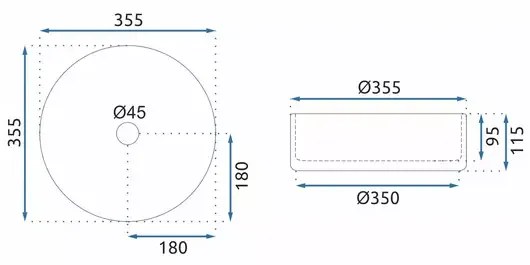 Lavoar pe blat Rea Cristal rotund finisaj sticla transparenta 36 cm