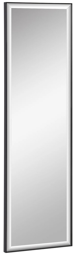 HOMCOM Oglindă de Perete dim. 120L x 35l cm - Film de Securitate Anti Explozie, Sistem de Atașare Inclus - Cadru Aliaj Aluminiu Negru | Aosom Romania