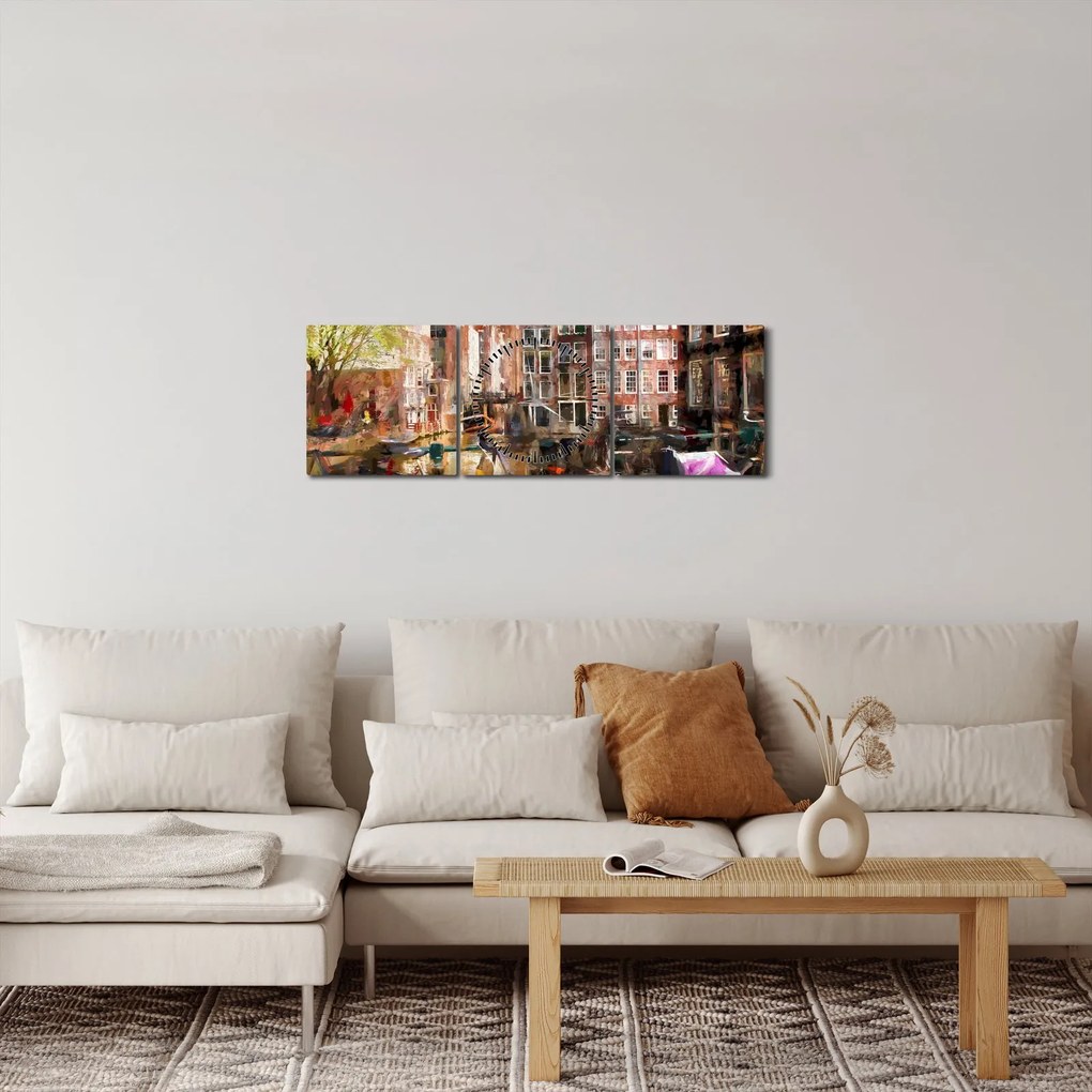 Tablou - Amsterdam (cu ceas) (90x30 cm)