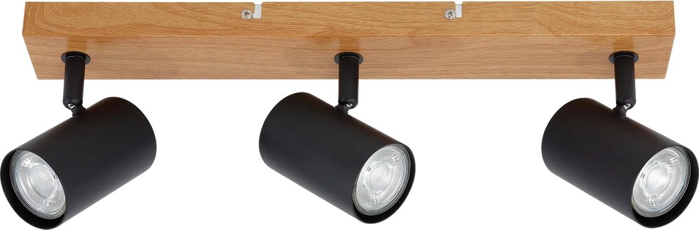 Spot Industrial Klausen Zinnia PL3 3xGU10 Negru Natur, Corp Iluminat Modern Orientabil 12x49x6 cm, Ideal Living Bucatarie, Design Metalic Elegant