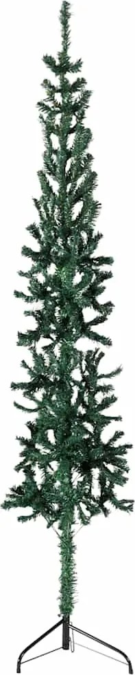 vidaXL Jumătate brad de Crăciun subțire cu suport, verde, 150 cm