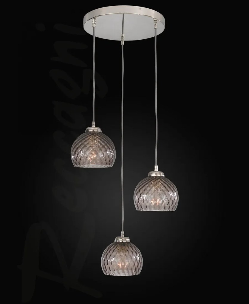 Lustra moderna cu 3 pendule design italian 10003 fumuriu