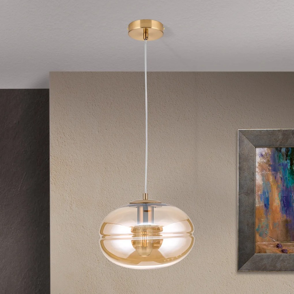 Lustra / Pendul vintage design decorativ RICHARD auriu/amber