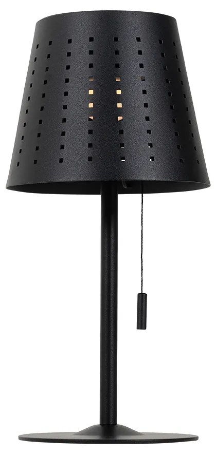 Set de 2 lămpi de masă negre cu LED inclus, reîncărcabile și solare, cu dimmer cu 3 trepte - Ferre