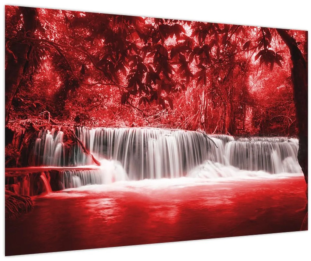 Tablou - Cascadă, roșu (90x60 cm)