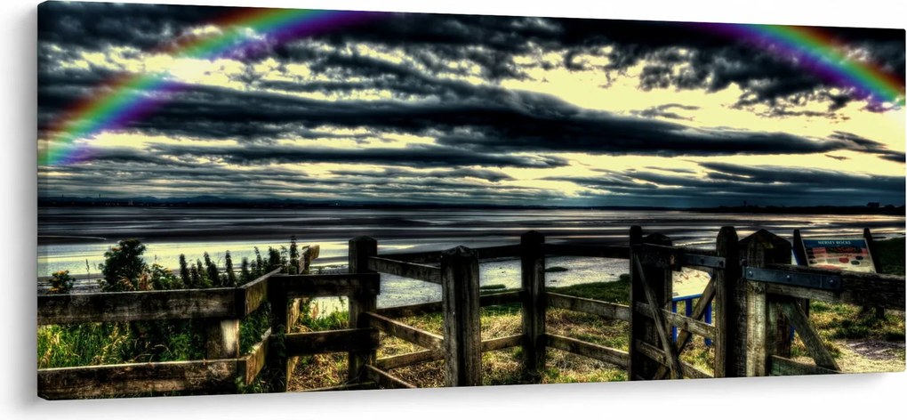 Tablou cu curcubeu deasupa mării (120x50 cm)