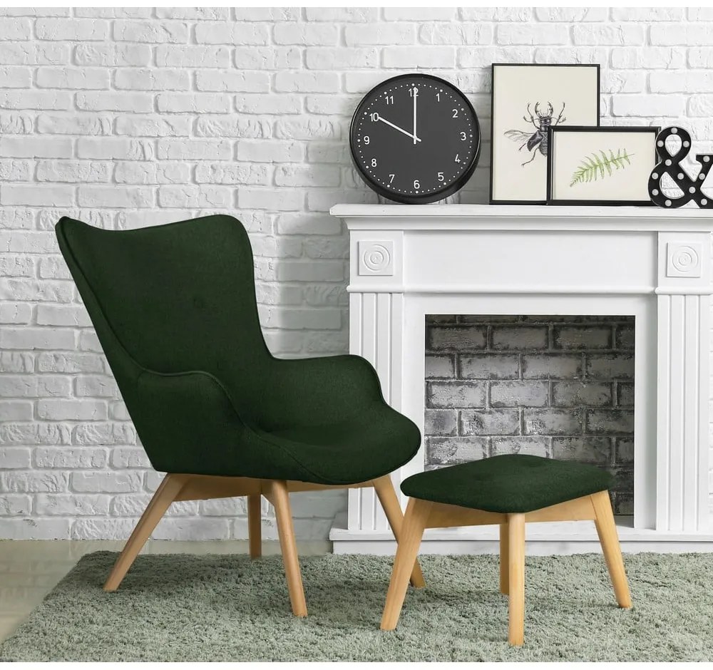 Fotoliu cu taburet verde închis Niko – Ropez