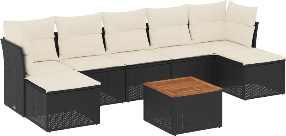vidaXL Set mobilier de grădină cu perne, 8 piese, negru, poliratan