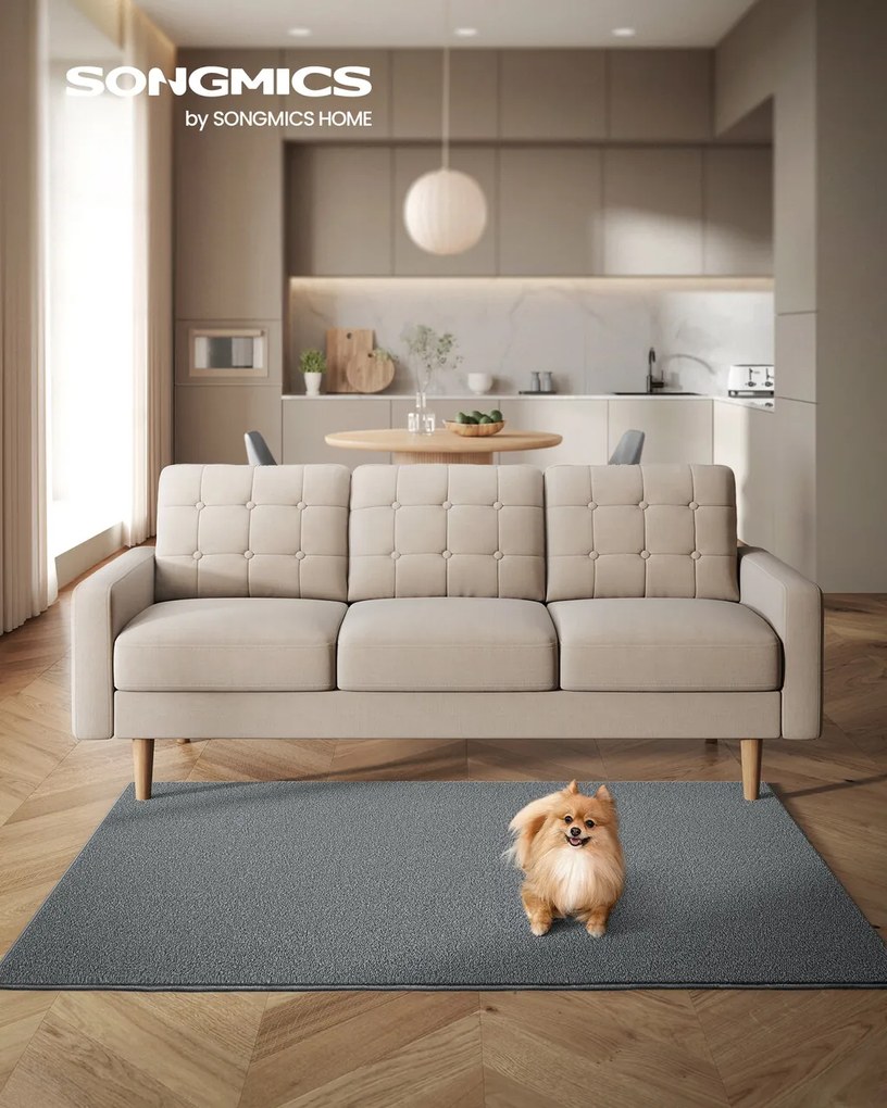 Covor antiderapant Songmics Area, 120x170 cm, lavabil la masina, poliester, gri dove
