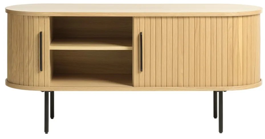 Masă TV în culoare naturală cu aspect de lemn de stejar 120x56 cm Nola – Unique Furniture