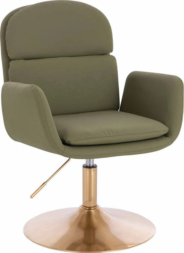 HR480N Scaun Khaki Piele Ecologica Premium Soft cu Bază Aurie