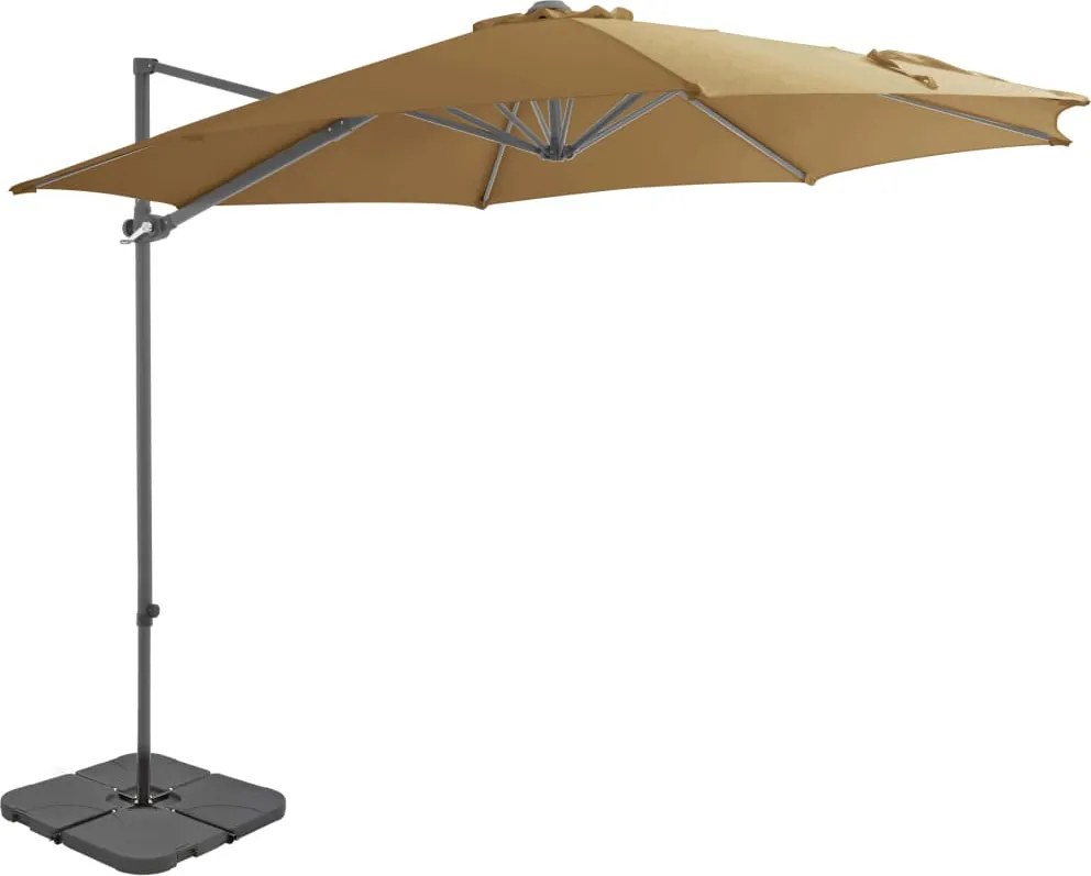 vidaXL Umbrelă de soare de grădină, bază portabilă, taupe