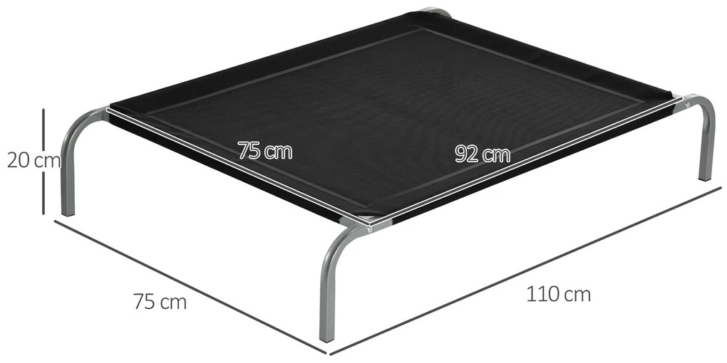 PawHut Pat pentru câine și pisică XL, confort maxim pe picioare, pat de tabără 110 x 75 x 20 cm, textilenă micro-perforată, negru | Aosom Romania