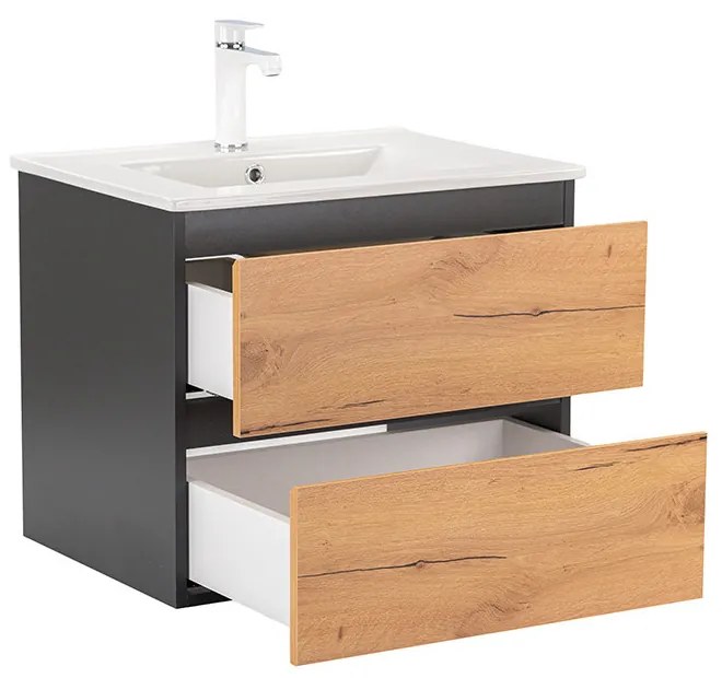 Mobilier complet de baie Vario Forte 60 antracit-stejar