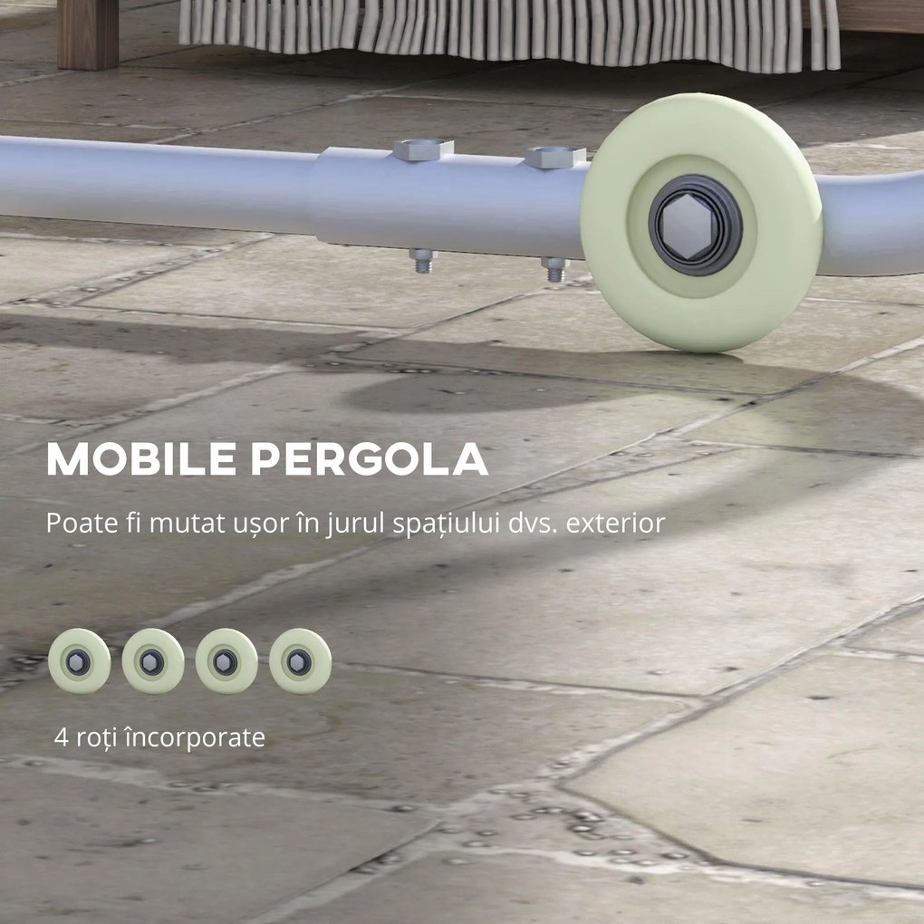 Outsunny Pergola Mobilă 3x3m cu Roți Copertină UV Saci de Nisip Gri | Aosom Romania