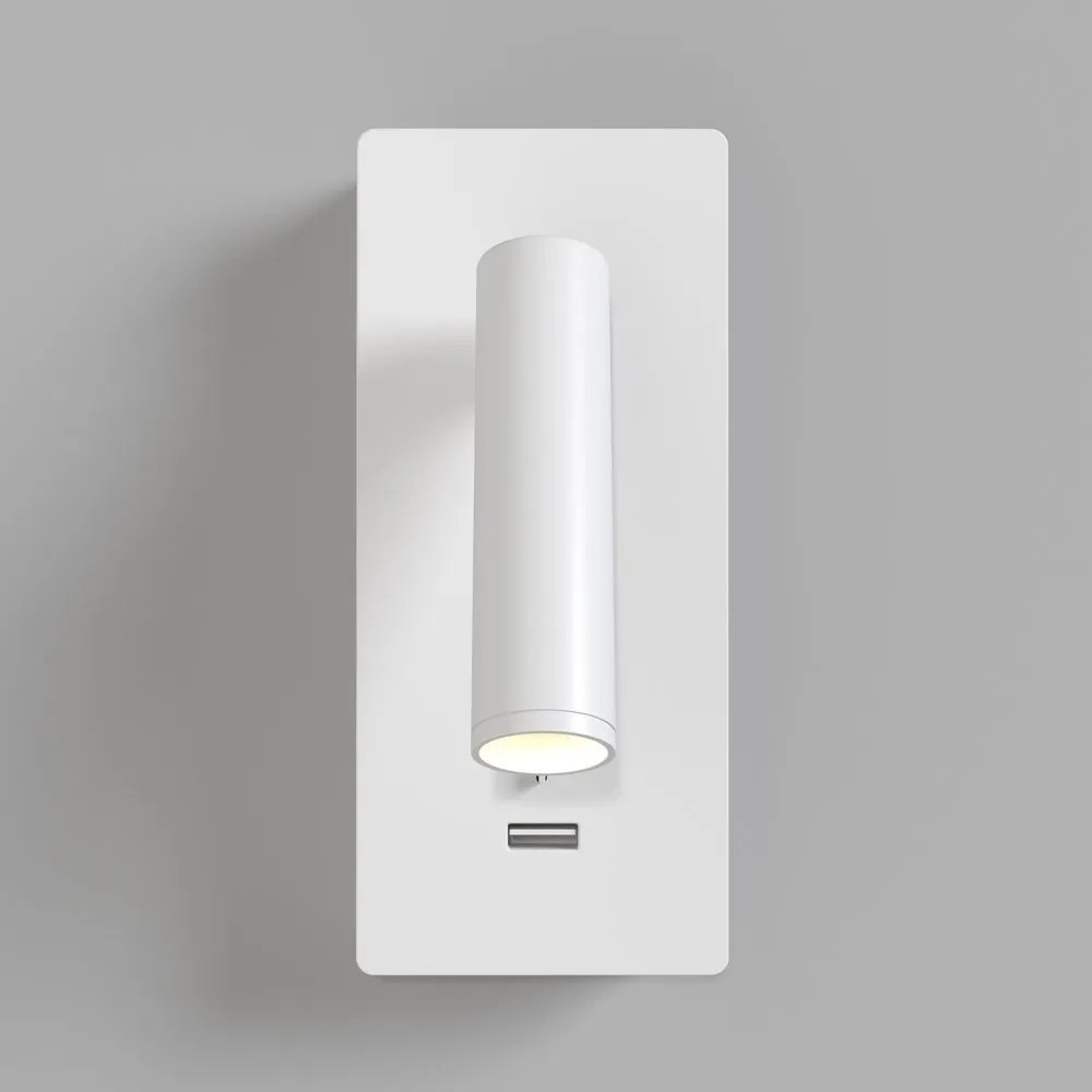 Aplica de perete cu spot LED directionabil si port USB Mirax alb