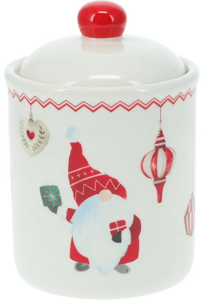 Doză ceramică cu capac Spiriduș de Crăciun