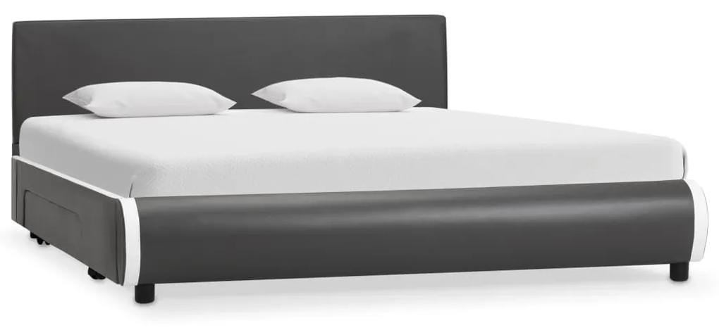284958 vidaXL Cadru de pat cu sertare, antracit, 160x200 cm, piele ecologică