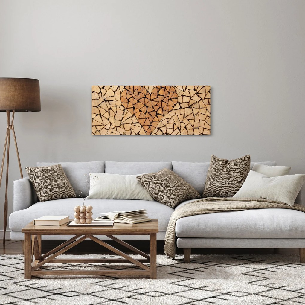 Tablou - Inima din lemn (120x50 cm)