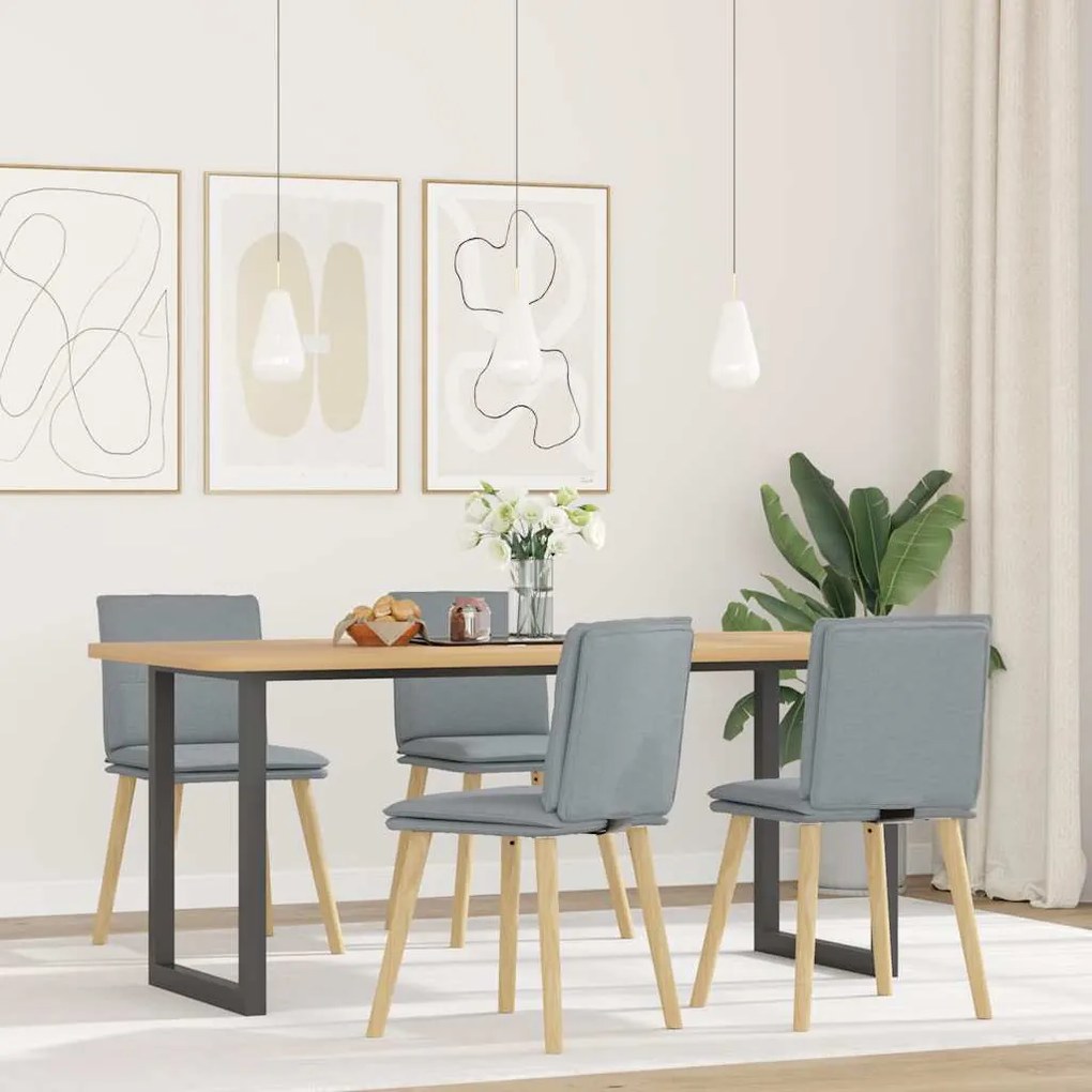 vidaXL Scaune de bucătărie pivotante, 4 buc., gri deschis, textil