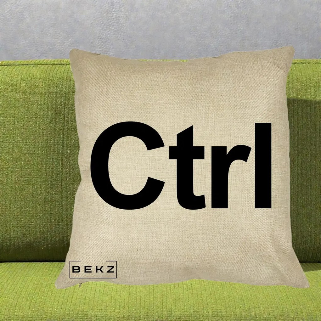 Perna Personalizata Tasta Ctrl Tipografie Bold, 40x40 cm, Crem, Husa Detasabila, Perna Inclusa, BEKZ®