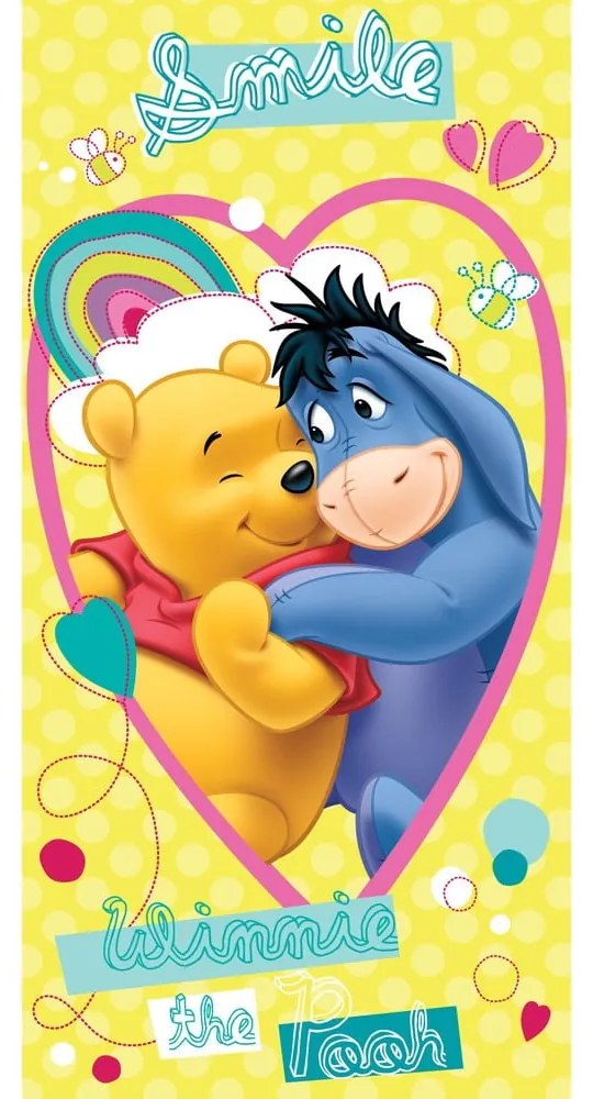 Prosop pentru copii galben din bumbac 70x140 cm Winnie the Pooh "Smile" – Jerry Fabrics
