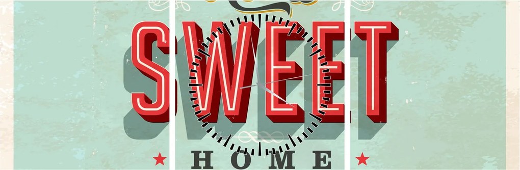 Tablou - Home sweet home (cu ceas) (90x30 cm)