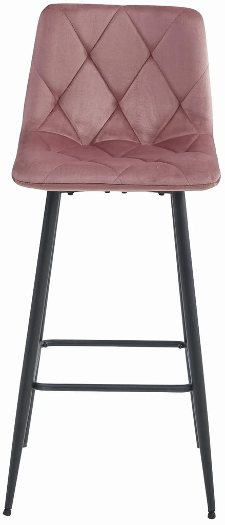 Scaun de bar roz inchis NADO VELVET cu picioare negre