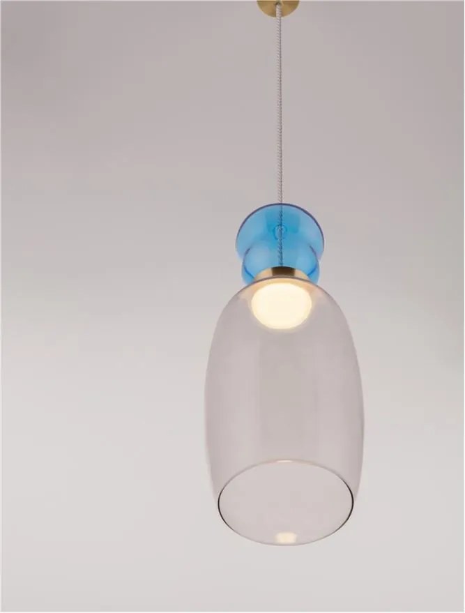 Pendul LED, Lustra design modern Pluma albastru deschis/ cyan