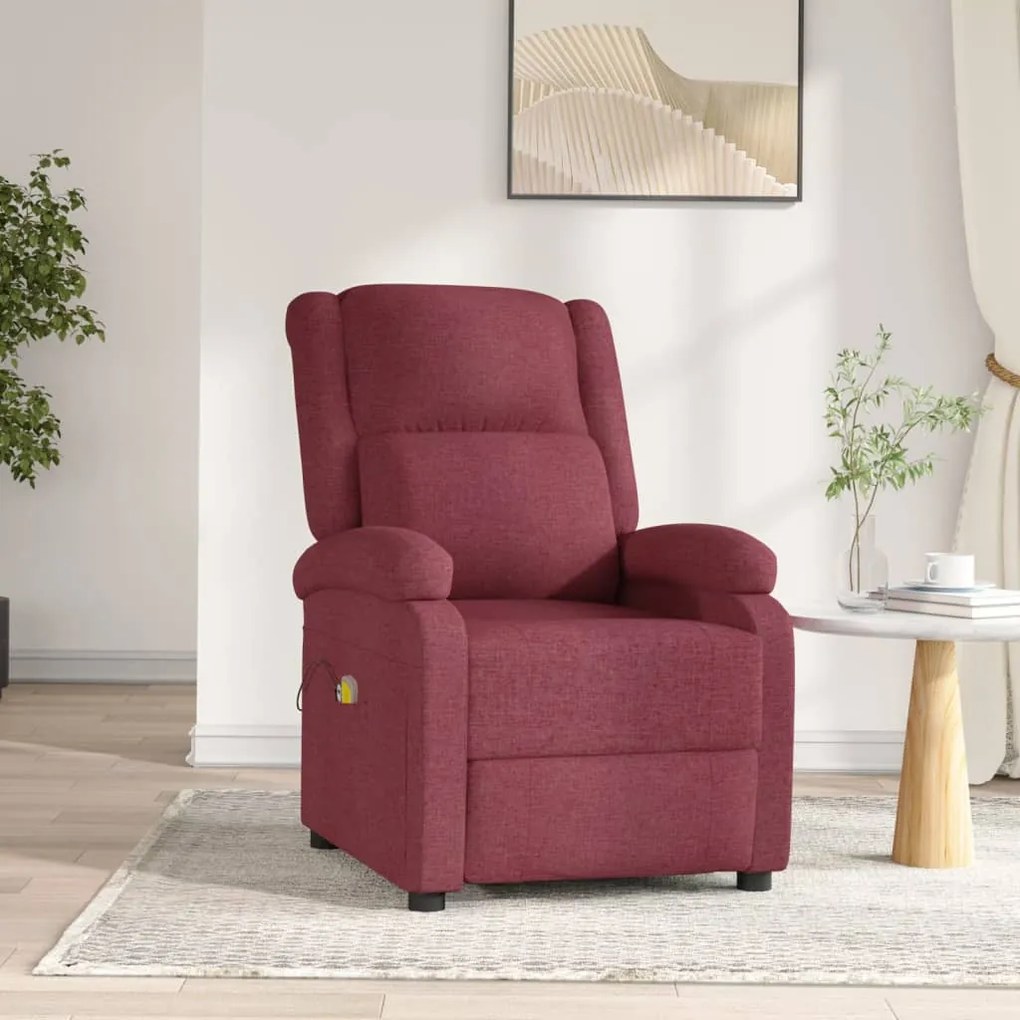 3098362 vidaXL Fotoliu de masaj electric rabatabil, roșu vin, textil