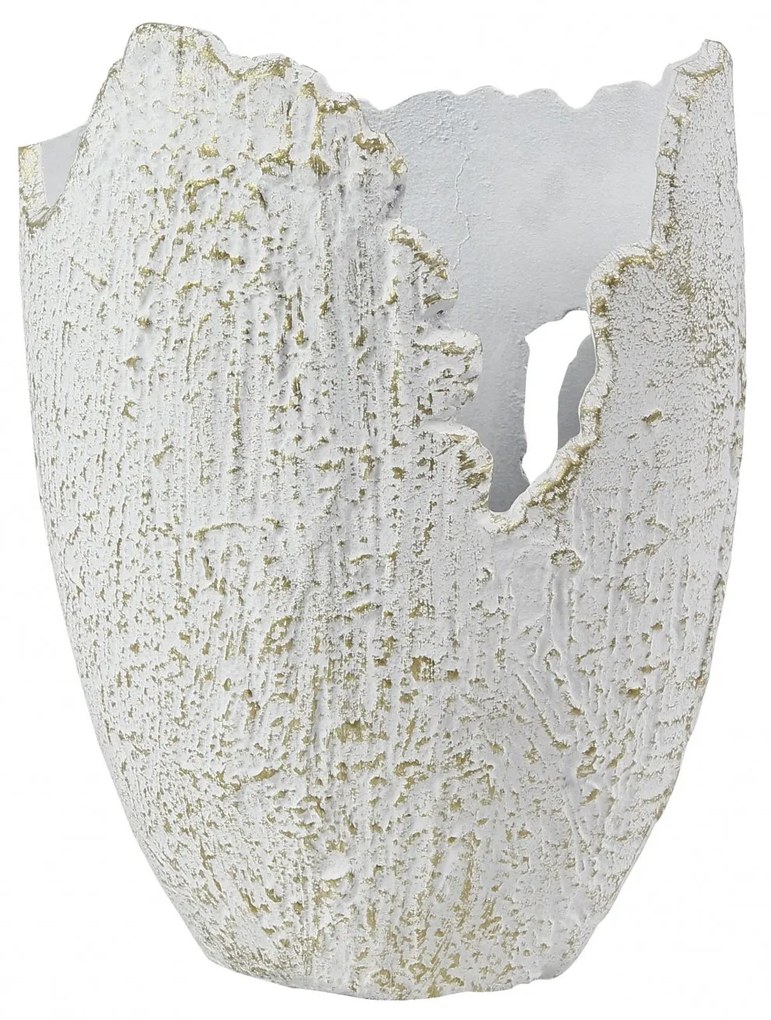 Vaza decorativa Lana, din aluminiu, alb + auriu, 24 x 17 x 33 cm