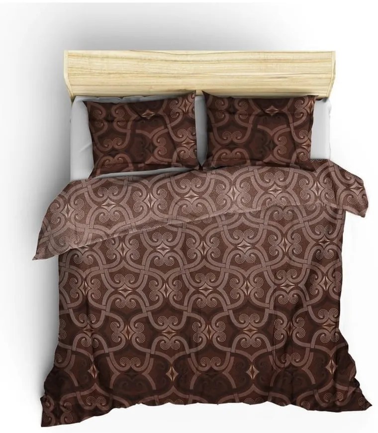 Lenjerie de pat maro din bumbac satinat pentru pat dublu 200x200 cm Pandora – Mijolnir