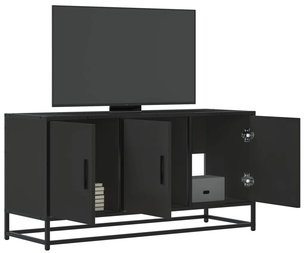 vidaXL Dulap TV negru, 100x35x50 cm lemn prelucrat și metal