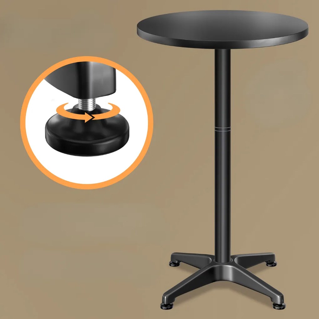 Masă de bar reglabilă din aluminiu NERO, Ø60 cm, negru Casaria