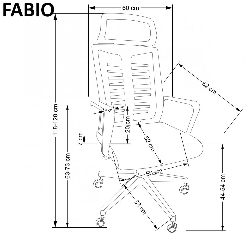 Scaun de birou Fabio negru H128 cm