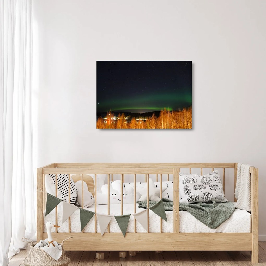 Tablou pe sticlă cu aurora borealis (70x50 cm)