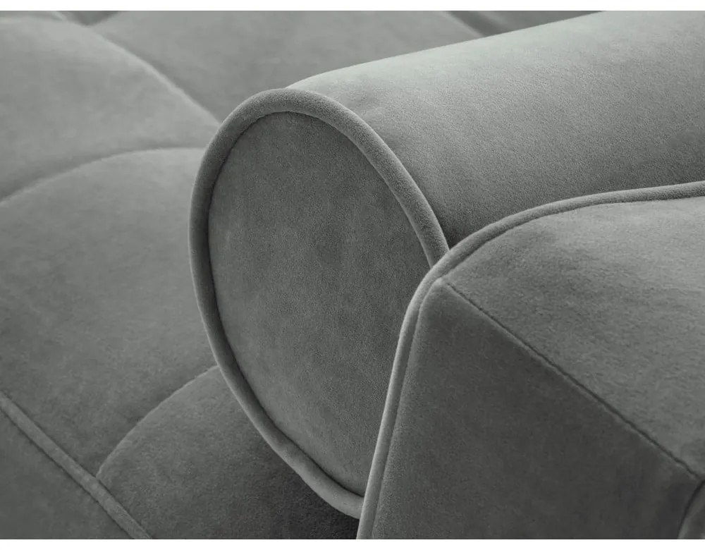 Colțar extensibil din catifea cu șezlong dreapta Milo Casa Santo, gri deschis