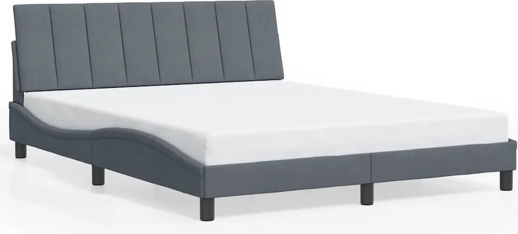 vidaXL Cadru de pat fără saltea, Hanko, gri închis, 160x200 cm, catifea