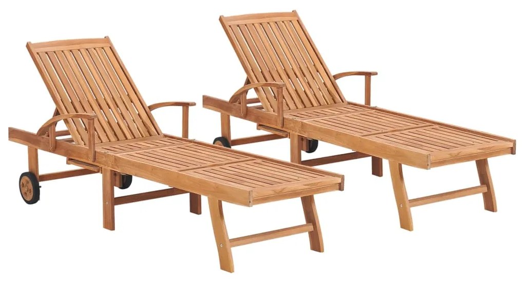 vidaXL Șezlonguri, 2 buc., lemn masiv de tec