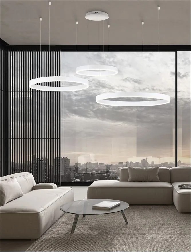 Lustra LED dimabila design circular MOTIF 3 ring alb