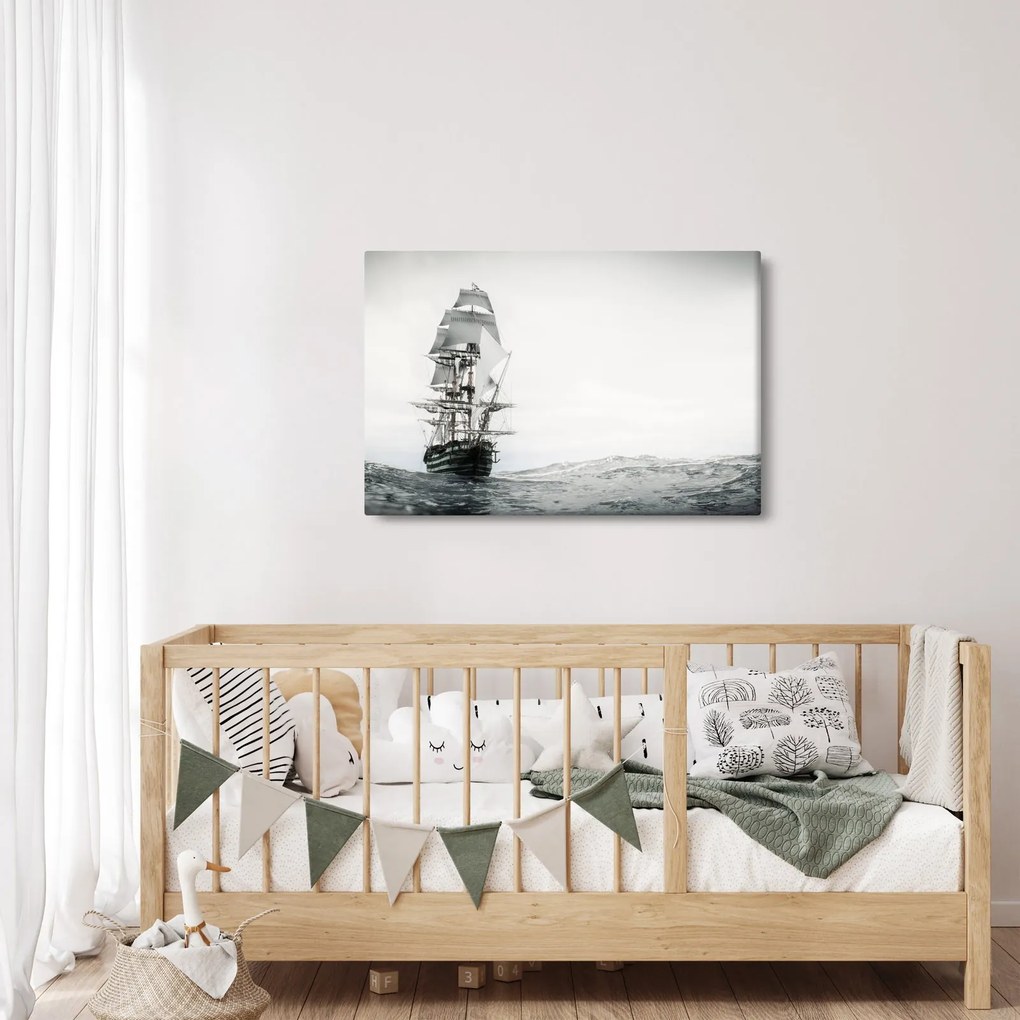 Tablou - O navă care navighează pe ocean (90x60 cm)