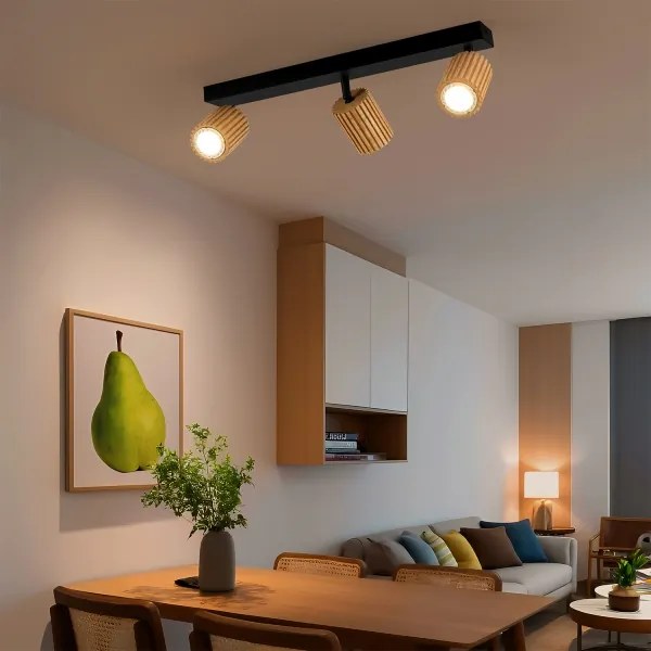 Brilagi - Spot MODERN WOOD 3xGU10/8W/230V lemn/negru