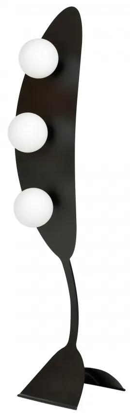 Lampadar modern negru cu 3 globuri de sticla albe Aura