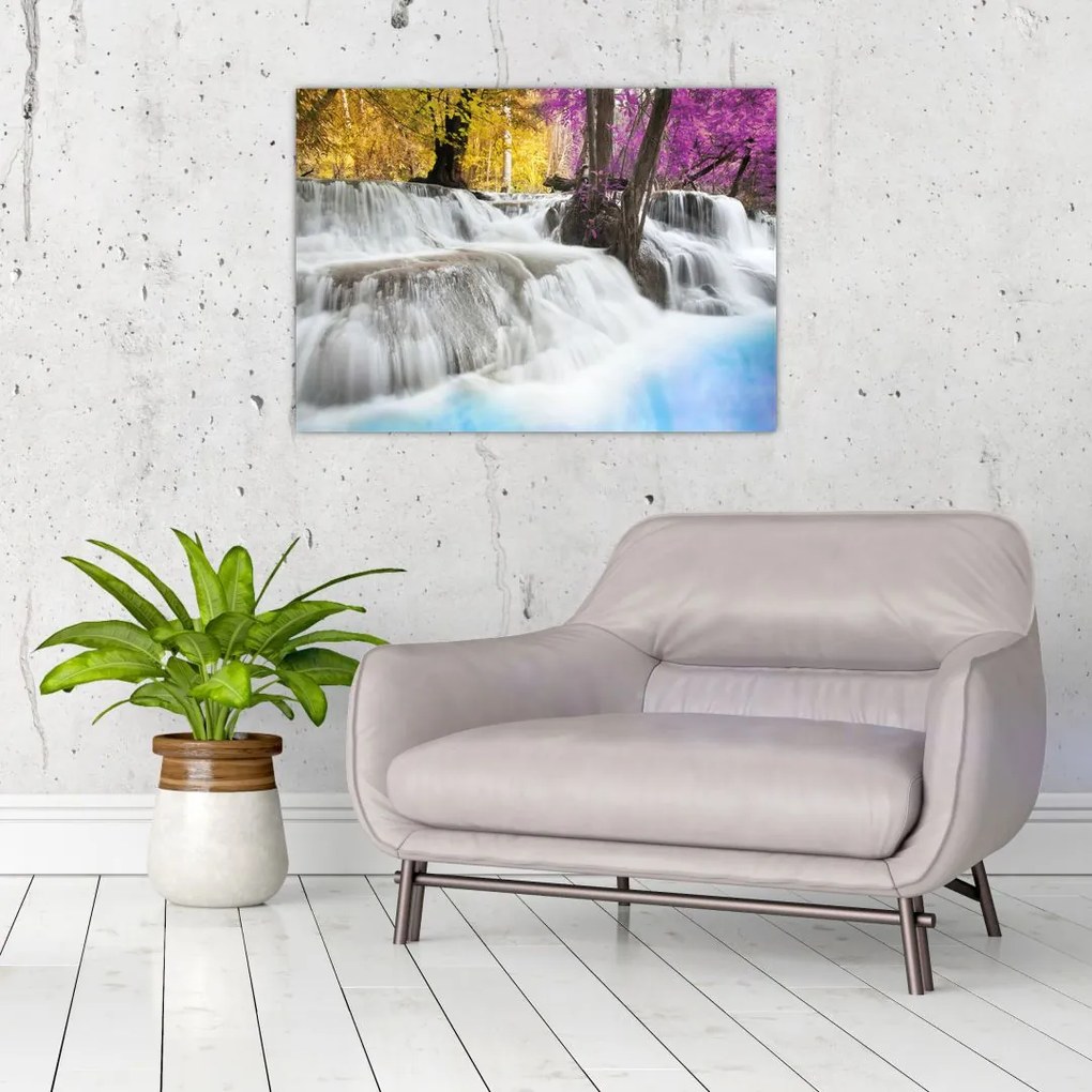 Tablou cu Erawan cascadă în pădure (70x50 cm)