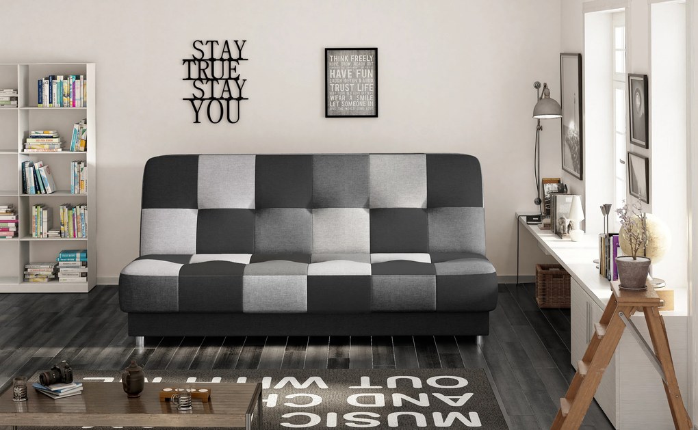 Canapea trei locuri Canoro (gri + negru). Promo -18%. 1025439
