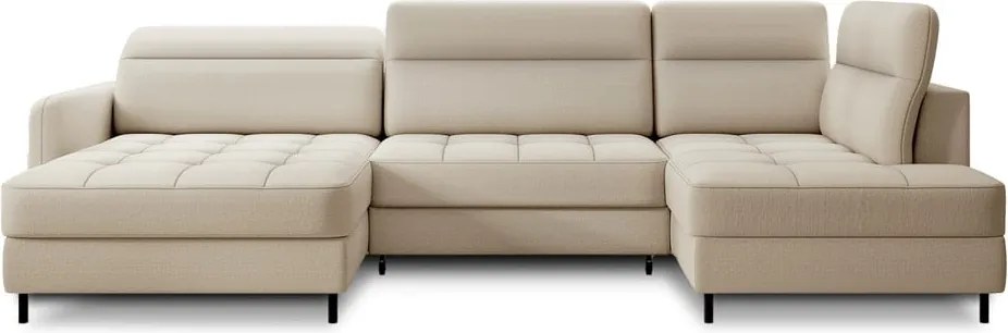 Colțar bej extensibil/cu spațiu de depozitare cu tapițerie din catifea (cu colț pe partea dreaptă/în formă de "U") Berrto – ELTAP