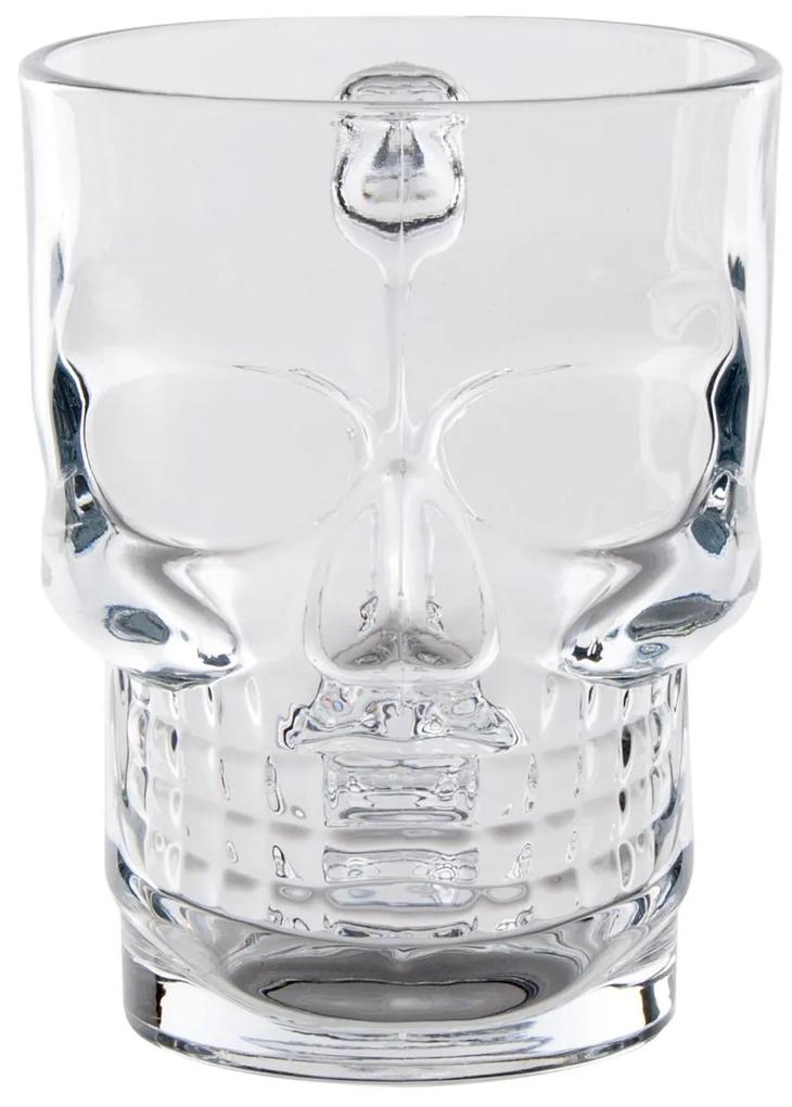 Cana din sticla forma cap schelet-500 ml