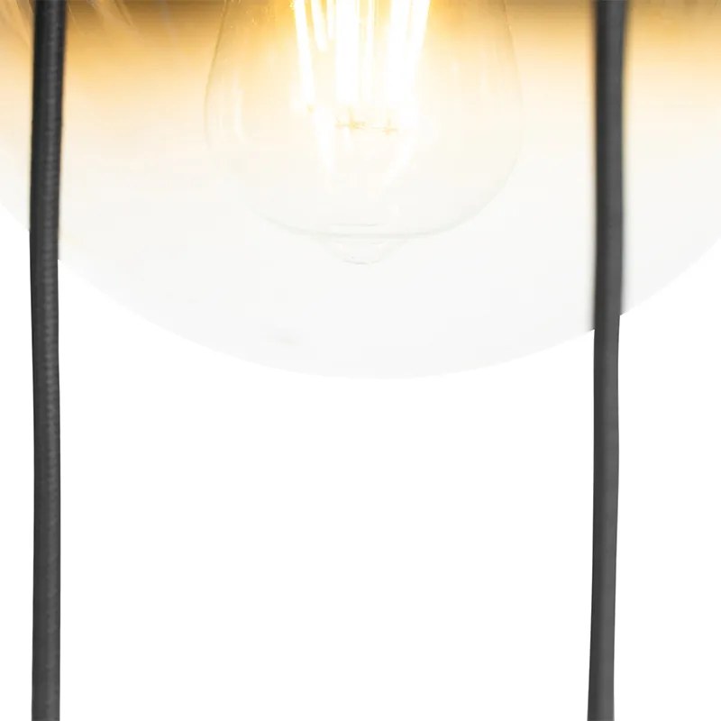 Lampă suspendată Art Deco neagră cu sticlă aurie cu 7 lumini - Pallon